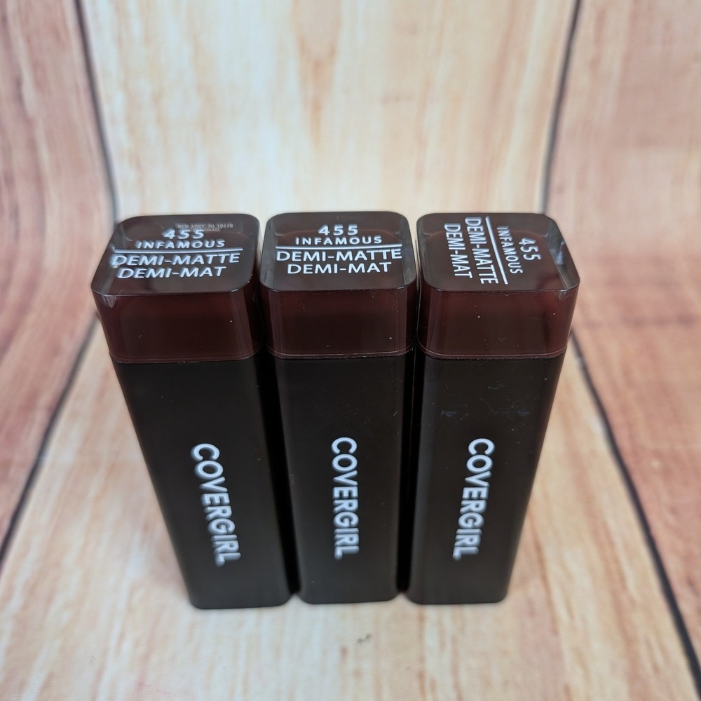 3 Pk Covergirl Exhibitionist Demi-Matte Lipstick 455 Infamous 3.5g